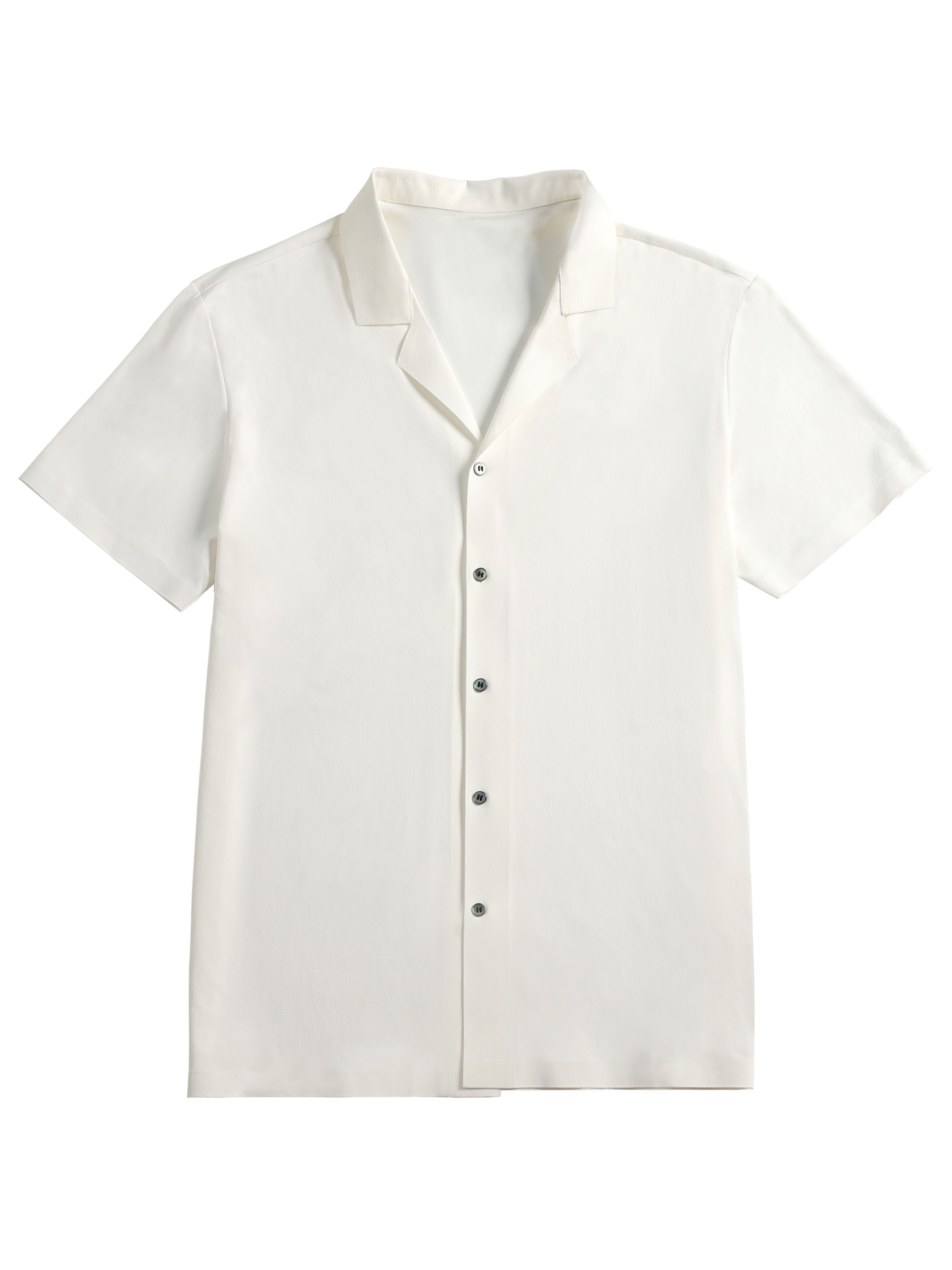 White Cuban Collar Short Sleeved Shirt