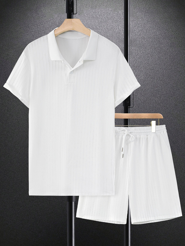 Men's Casual Polo Shirt And Shorts Set