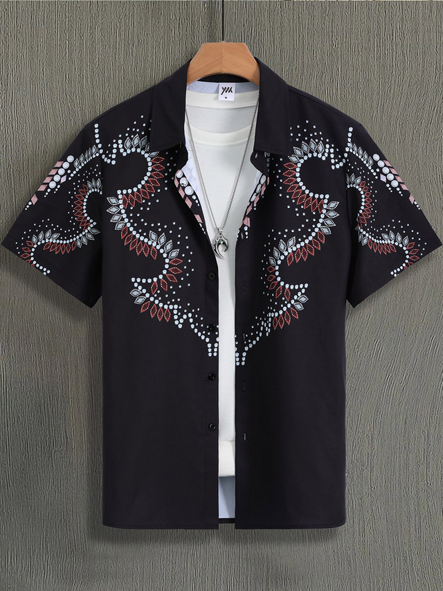 Men's Floral Printing Short Sleeved Shirt