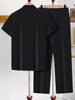 Casual Stand Collar Short-sleeved Shirt And Pants Set