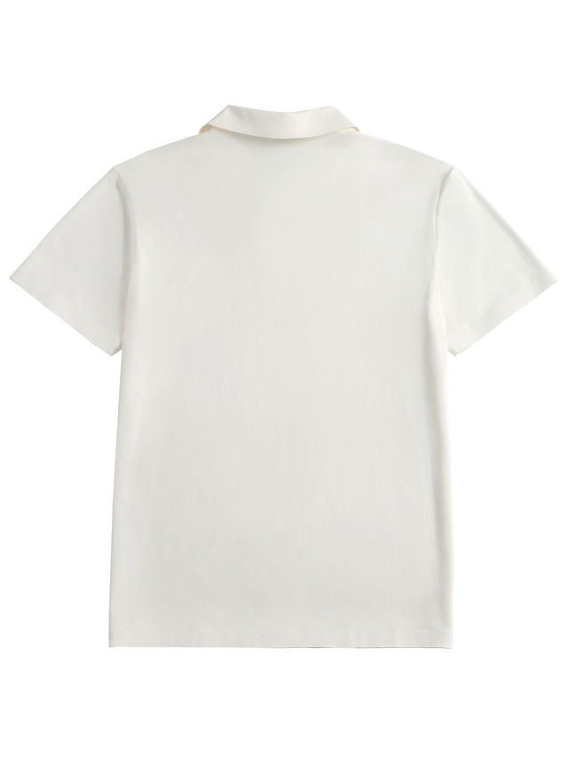 White Cuban Collar Short Sleeved Shirt