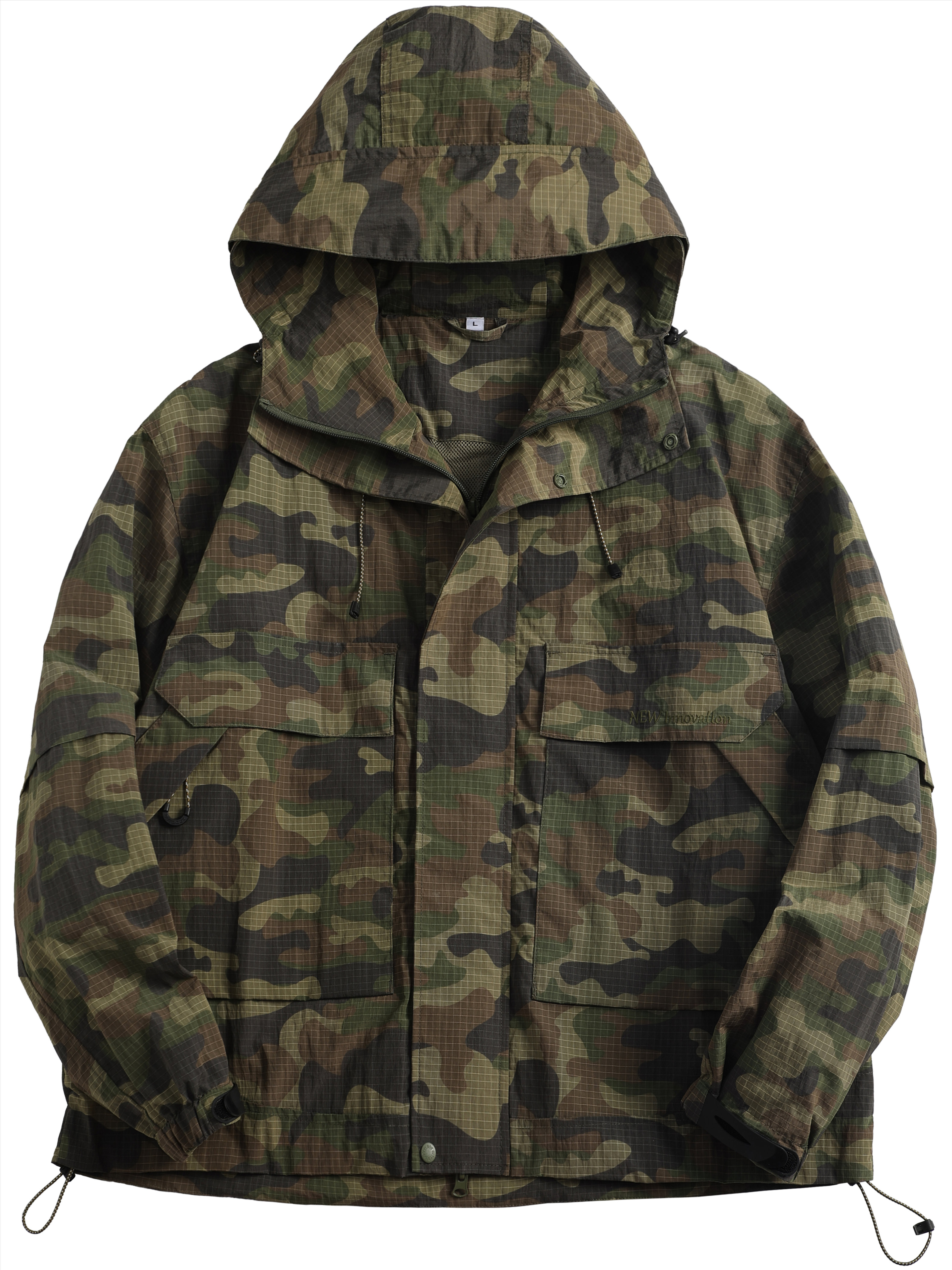 American Workwear Style Camouflage Hooded Jacket