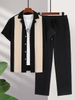 Men's Casual Short-sleeved Shirt And Shorts Set