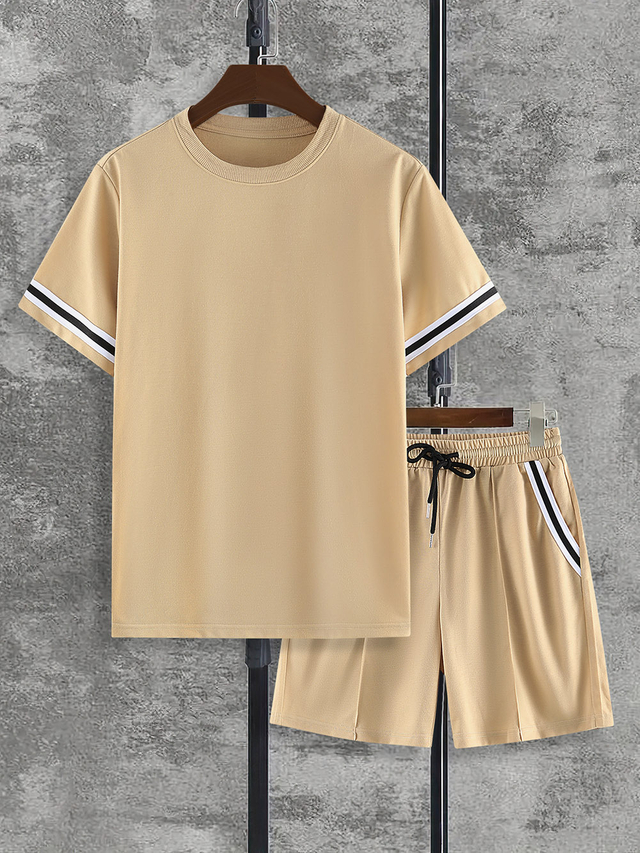 Men's Ribbed Crewneck Tee And Shorts Set