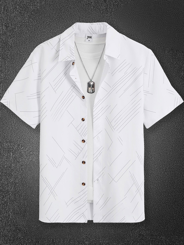 Men's Printed Business Casual Short-sleeved Shirt