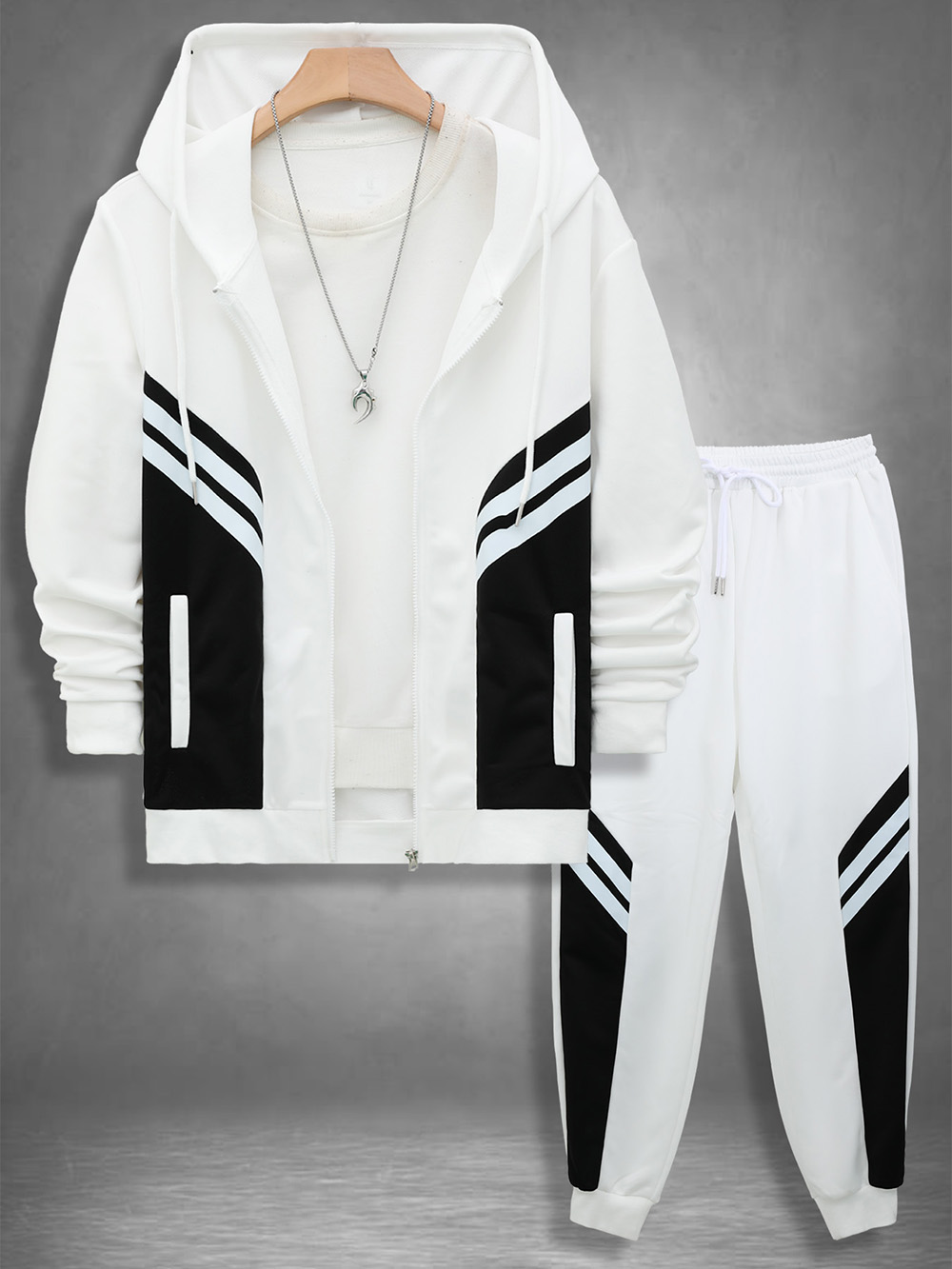Men's Casual Zipped Hoodie And Sweatpants Set