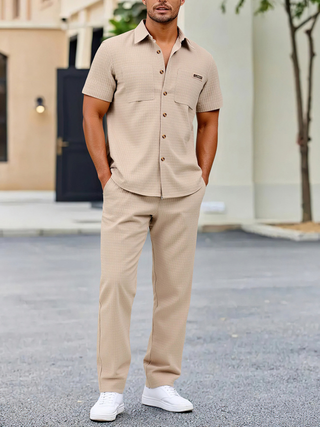 Casual Short-sleeved Shirt And Pants Set