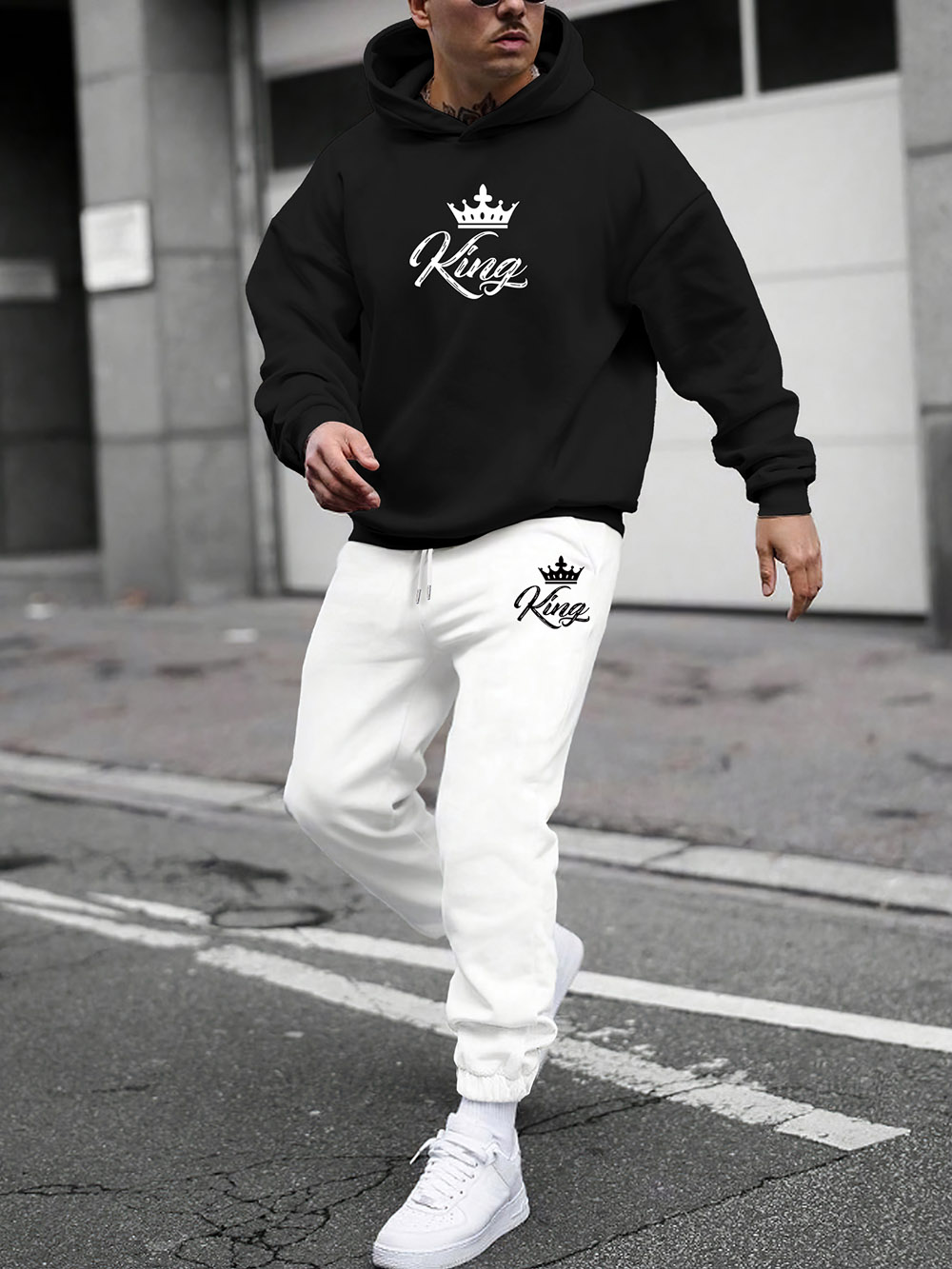 Men's Casual Hooded Sweatshirt And Pants Set 2