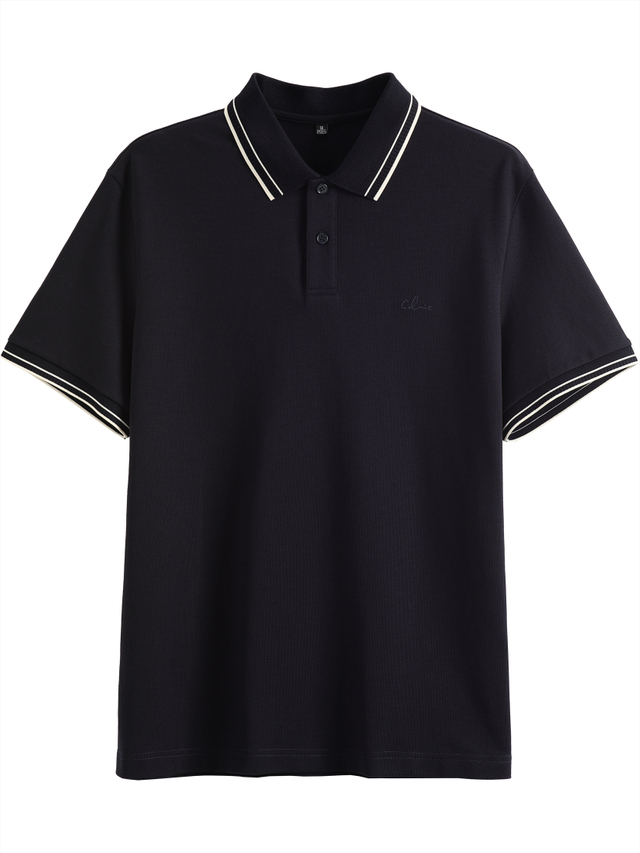 Polo黑+白边